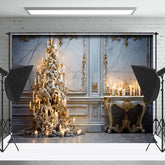 Lofaris Elegant Marmor Wand Kerzenschein Weihnachten Baum Hintergrund